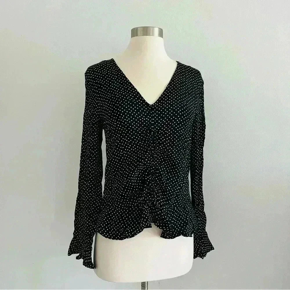 H&M Polka Dot Blouse Top Sz 2 Classic Style